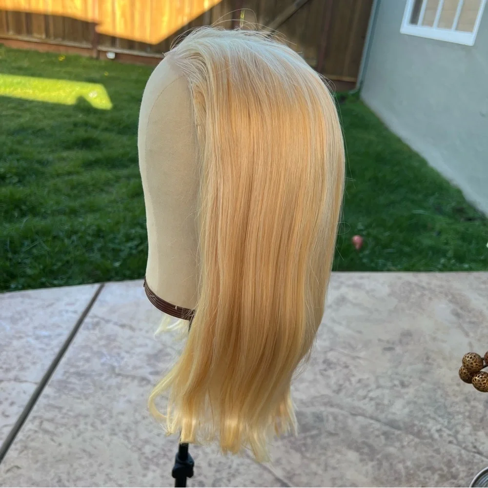 16” Blonde 613 HD 6x5 Lace Front Wig 100% Human Hair 230% Density #NC2